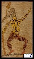 Peinture de Guerrier Rapa Nui
 sur tapa traditionnel